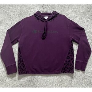 Champion‎ Hoodie Womens Small Purple Animal Print Pullover Active Athletic Cozy